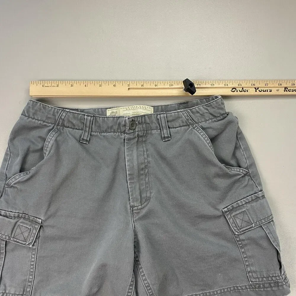 Vintage American Eagle Cargo Shorts Womens 4 Gray Canvas 90s Y2K Grunge 27x6